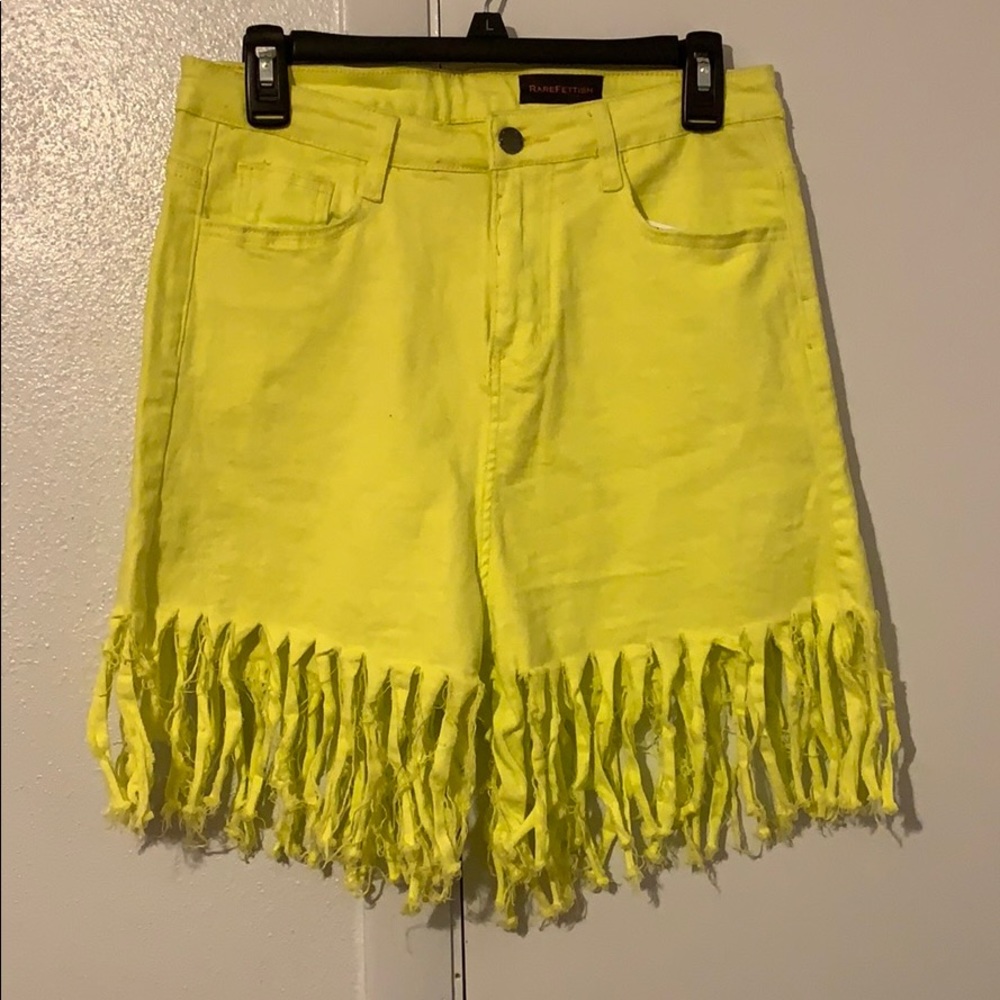 Neon Yellow Fringe Shorts *NEW WITH TAGS* XXXL